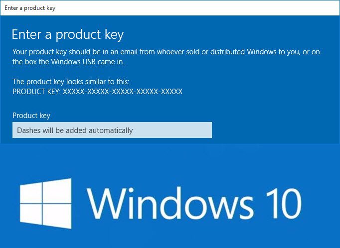 product key for windows 10